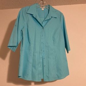 Coldwater Creek Button Down Short Sleeve No Iron Top Size 8